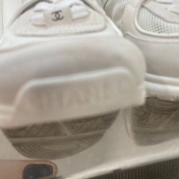Chanel CC Logo Running Sneakers • White Suede Mesh Trainers EU 40 US 9.5 - Picture 10 of 16